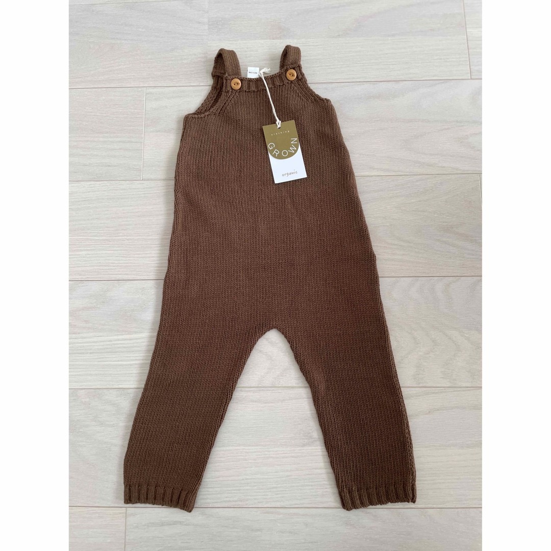 Organic Knit Overalls-Espresso grown - ロンパース