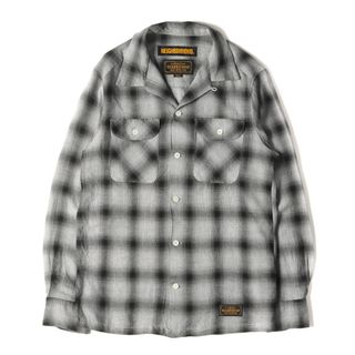 ネイバーフッド(NEIGHBORHOOD)のNEIGHBORHOOD ネイバーフッド シャツ サイズ:S オンブレチェック オープンカラー レーヨン 長袖 シャツ B&C / R-SHIRTS. LS ブラック グレー トップス カジュアルシャツ 【メンズ】【中古】(シャツ)