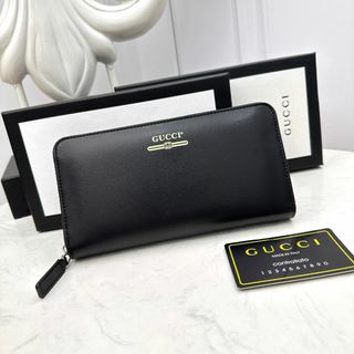 s124【極美品】グッチ GUCCI 金具 オールレザー 本革 長財布 箱付き