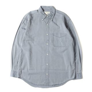 バナナリパブリック(Banana Republic)のBANANA REPUBLIC バナナリ パブリック シャツ サイズ:M コットンサテン ボタンダウン 長袖 シャツ B.D オールドバナナリパブリック 旧タグ インド綿 グレイッシュライトブルー 90s トップス カジュアルシャツ アメカジ 古着 【メンズ】【中古】(シャツ)