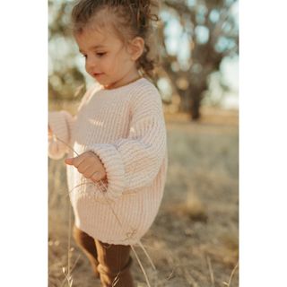 organic textured pull over/ pink salt 