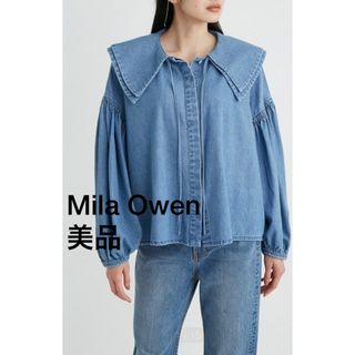 ミラオーウェン(Mila Owen)のMila Owen  Wビッグカラーデニムブラウス 長袖ブラウス　美品(シャツ/ブラウス(長袖/七分))