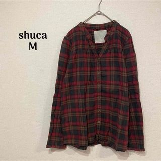 シュカ(shuca)のshuca シュカ スキッパーチェックシャツ M コットン(シャツ/ブラウス(長袖/七分))