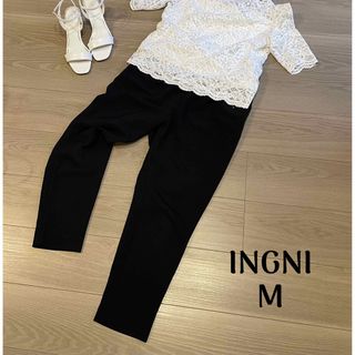 イング(INGNI)のINGNI クロップドパンツ ブラック M 仕事 オフィスカジュアル 着画あり(クロップドパンツ)