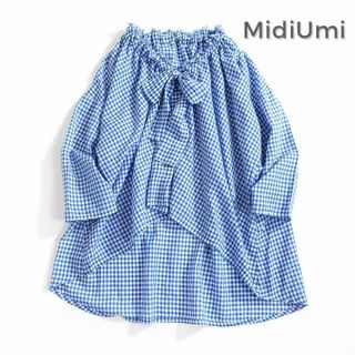 ミディウミ(MidiUmi)の977*ミディウミ MidiUmi チェック リボン デザイントップス.(シャツ/ブラウス(長袖/七分))