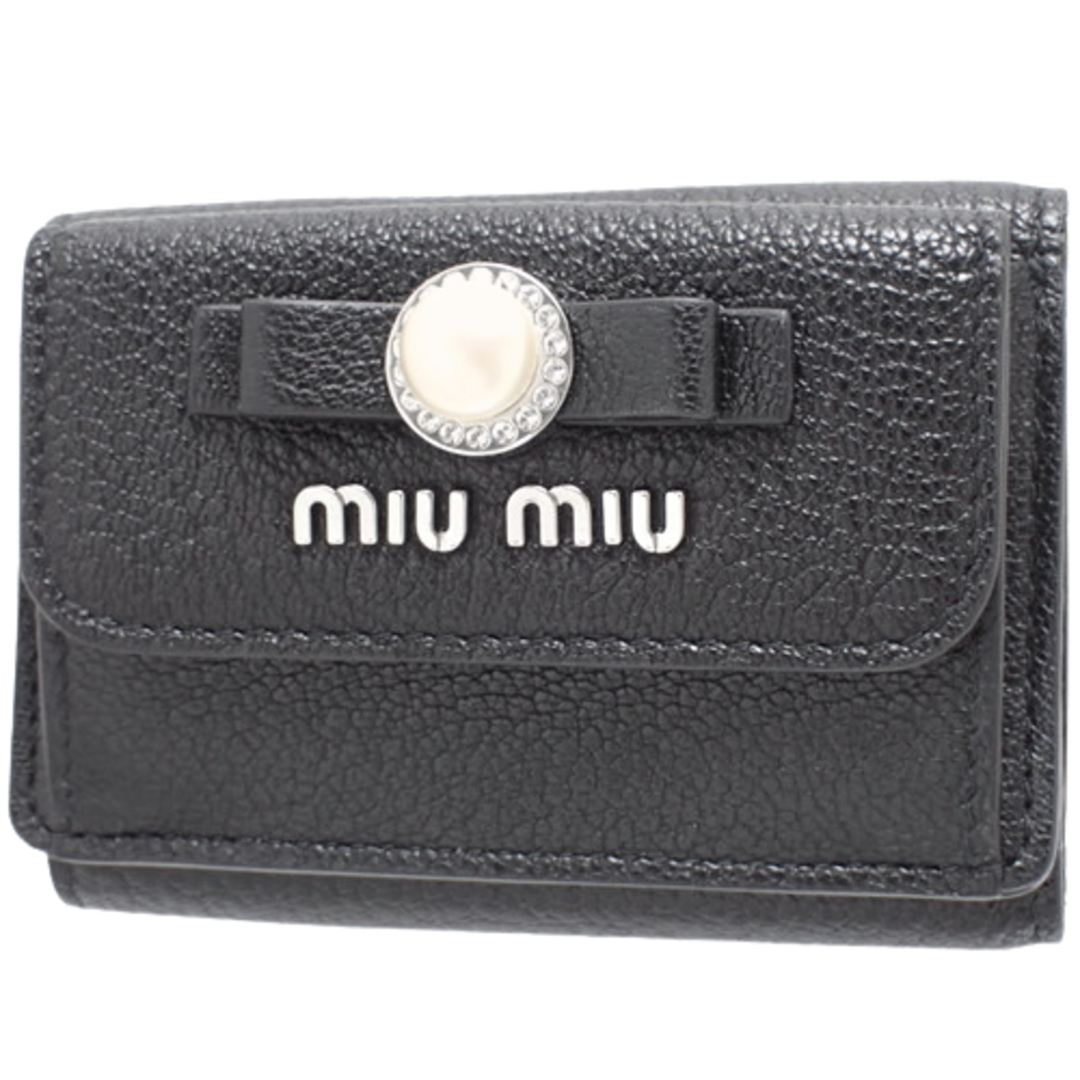 「美品・希少」miu miu 3つ折り財布　シルバー　マドラスレザー