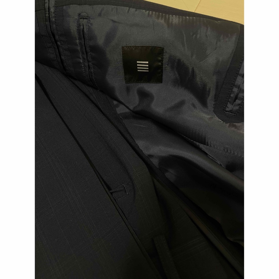 美品 ネイビー チェック柄 スーツ セットアップ AB5 メンズのスーツ(セットアップ)の商品写真