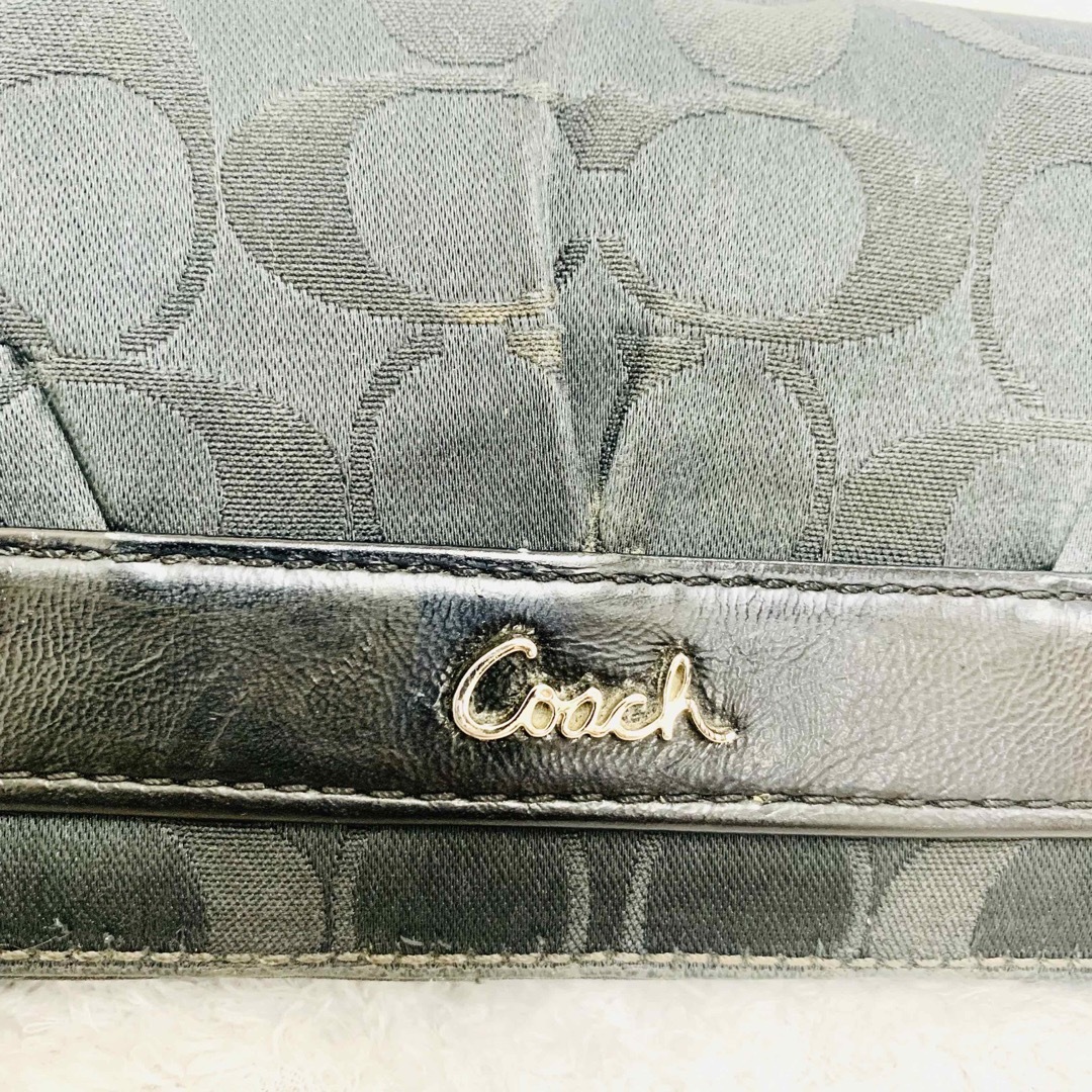 COACH(コーチ)のコーチ　長財布　シグネチャー　本革 レザー エナメル　ブラック　三つ折り レディースのファッション小物(財布)の商品写真