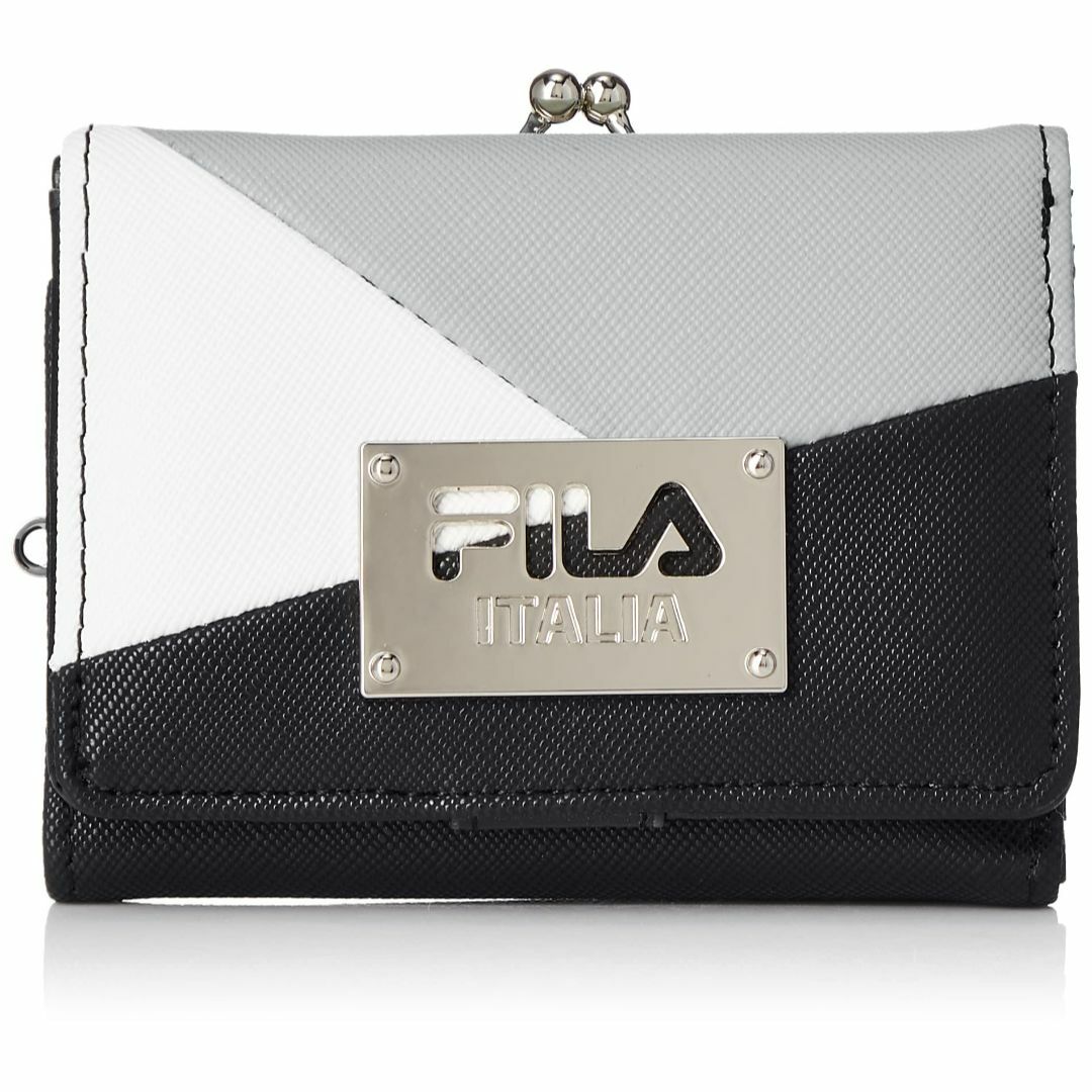 【色: ブラック】[フィラ] 財布 三つ折り がまぐち メタル 切り替え FIM