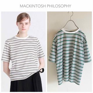 マッキントッシュフィロソフィー(MACKINTOSH PHILOSOPHY)のマッキントッシュフィロソフィー ボーダー Tシャツ 半袖 カットソー グリーン(Tシャツ(半袖/袖なし))