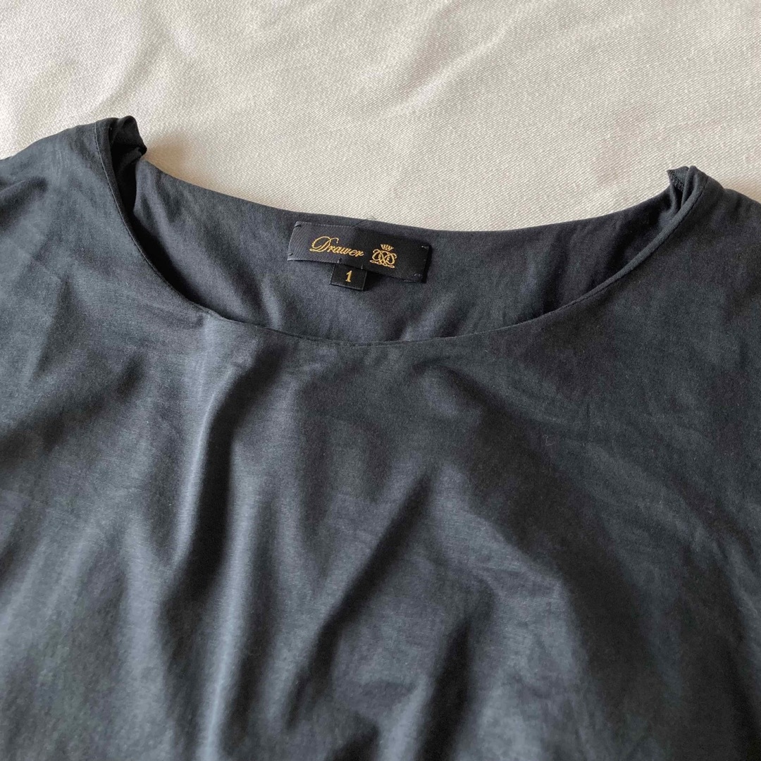 Drawer(ドゥロワー)のドゥロワー バックスリット レイヤード フレア Tシャツ 半袖 カットソー 黒 レディースのトップス(Tシャツ(半袖/袖なし))の商品写真
