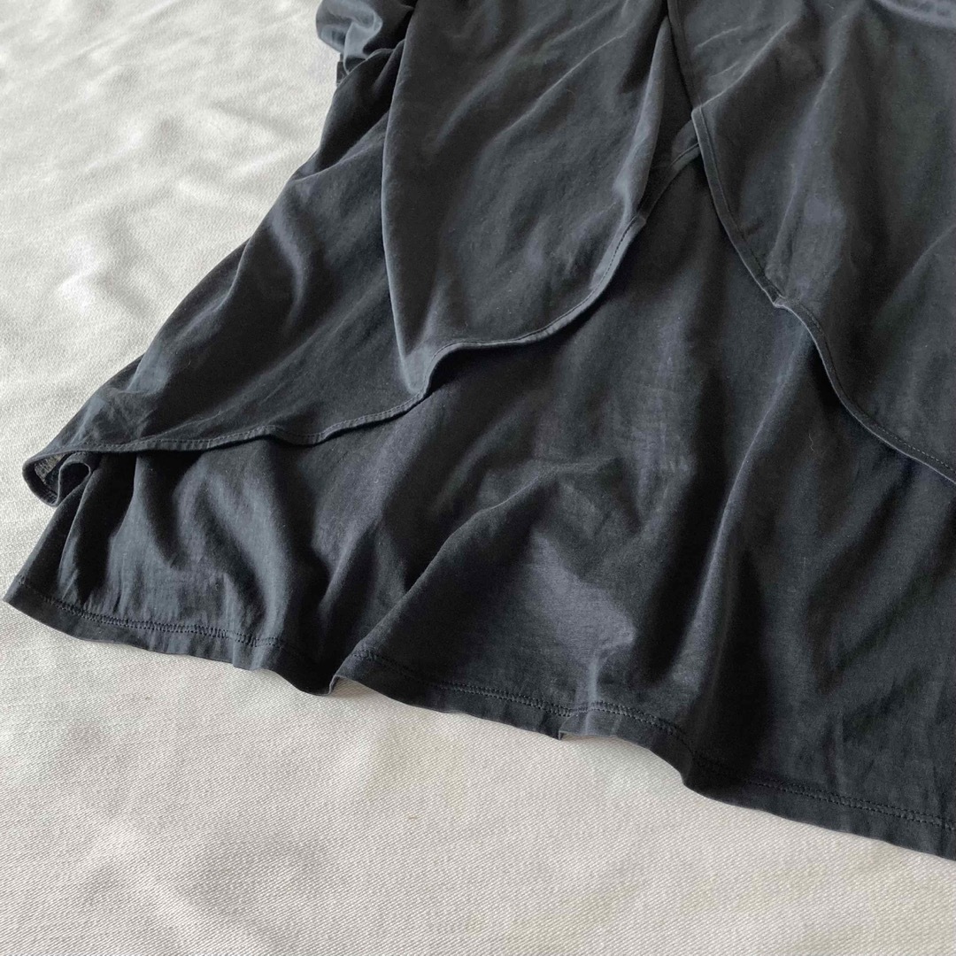 Drawer(ドゥロワー)のドゥロワー バックスリット レイヤード フレア Tシャツ 半袖 カットソー 黒 レディースのトップス(Tシャツ(半袖/袖なし))の商品写真