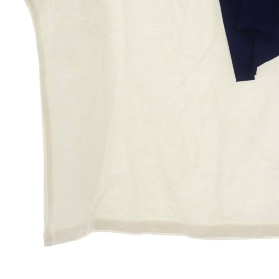 ランバンオンブルー リボン装飾 Tシャツ カットソー 半袖 38 白 青