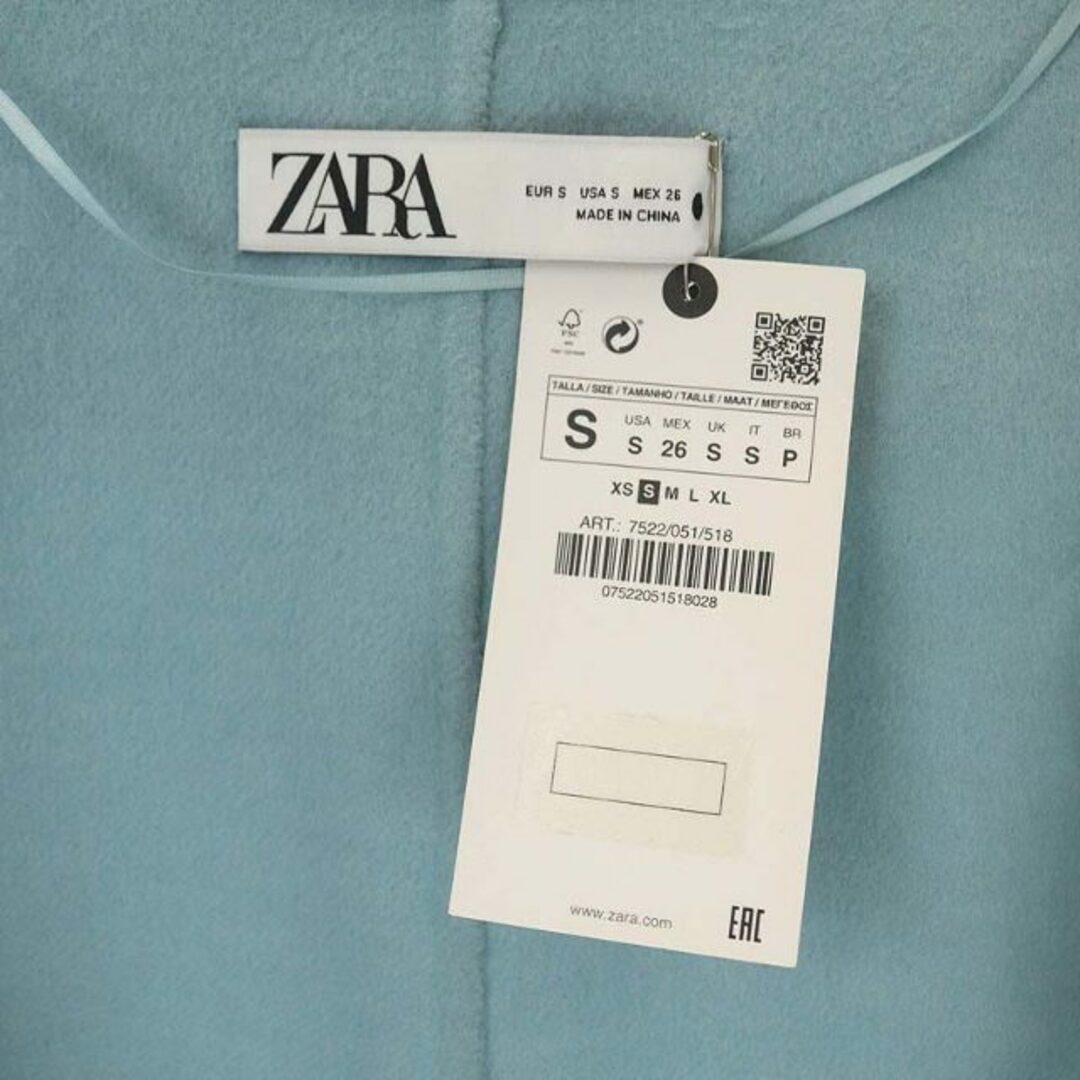 ZARA(ザラ)のザラ ZARA ロングコート アウター S 水色 ライトブルー /HK ■OS レディースのジャケット/アウター(その他)の商品写真