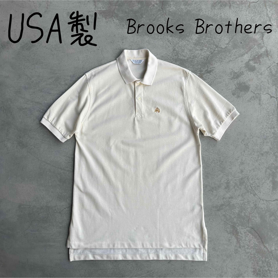 希少 USA製 Brooks Brothers 半袖ポロシャツ M 生成り | フリマアプリ ラクマ