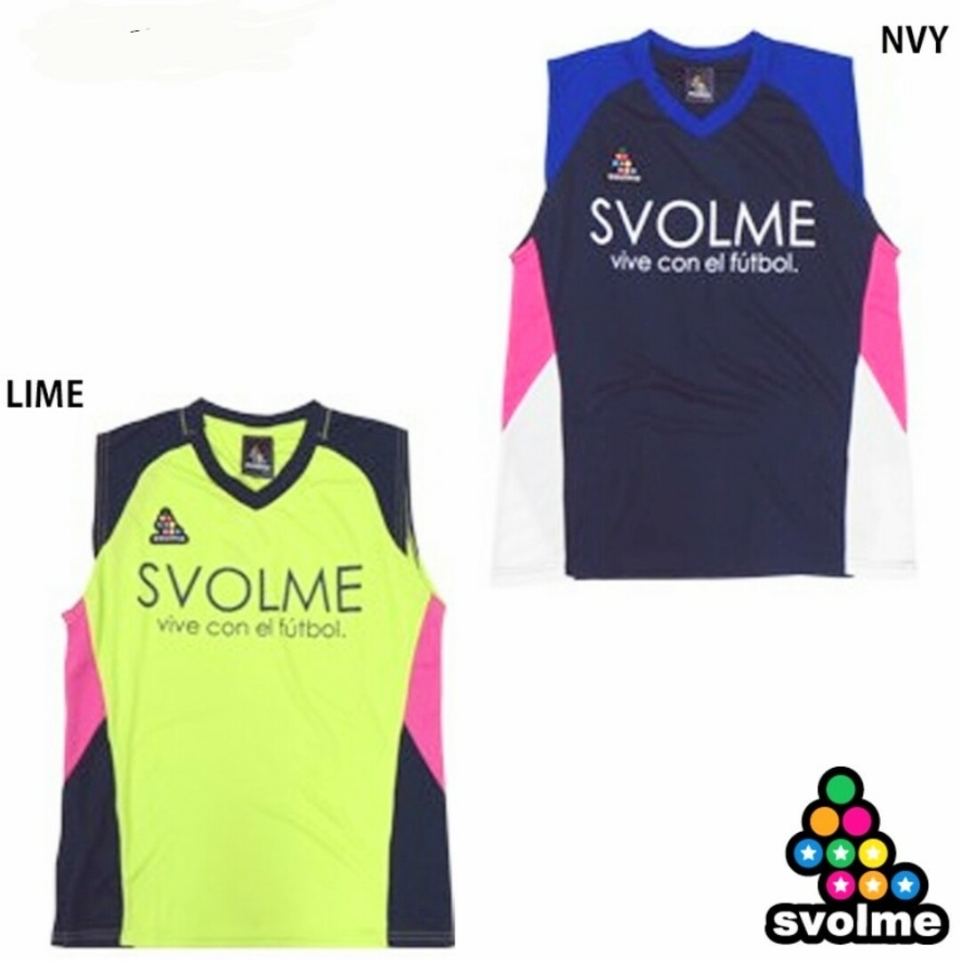 Svolme(スボルメ)のスボルメ ノースリーブ プラシャツ Ｓ ライム×ネイビー×ピンク 新品 未使用 スポーツ/アウトドアのサッカー/フットサル(ウェア)の商品写真