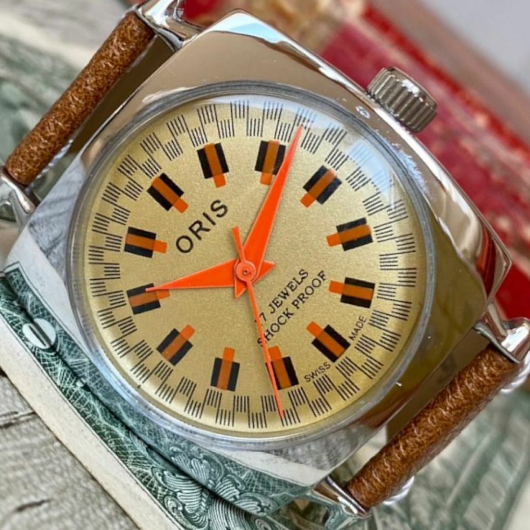【個性的デザイン】オリス メンズ腕時計 ゴールド 手巻き ヴィンテージ