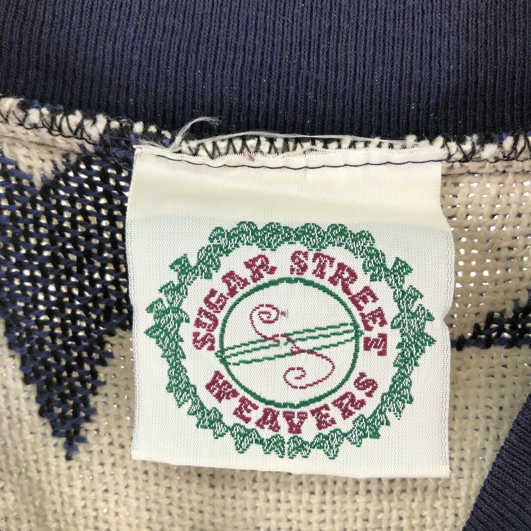 90年代 SUGAR STREET WEAVERS ハイネック モックネック 総柄 星条旗柄 コットンニットセーター USA製 メンズXL ヴィンテージ /eaa364677 2