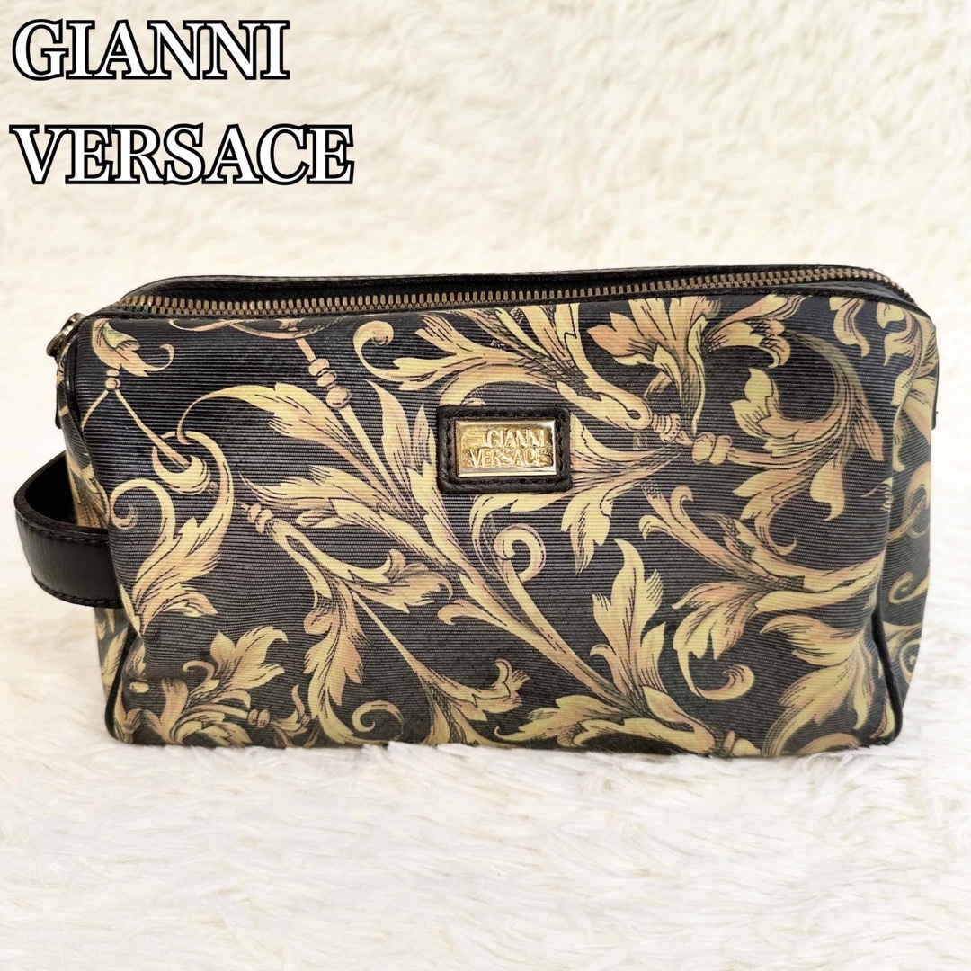 GIANNI VERSACE セカンドバッグ ポーチ クラッチバッグ 花柄 金 | www