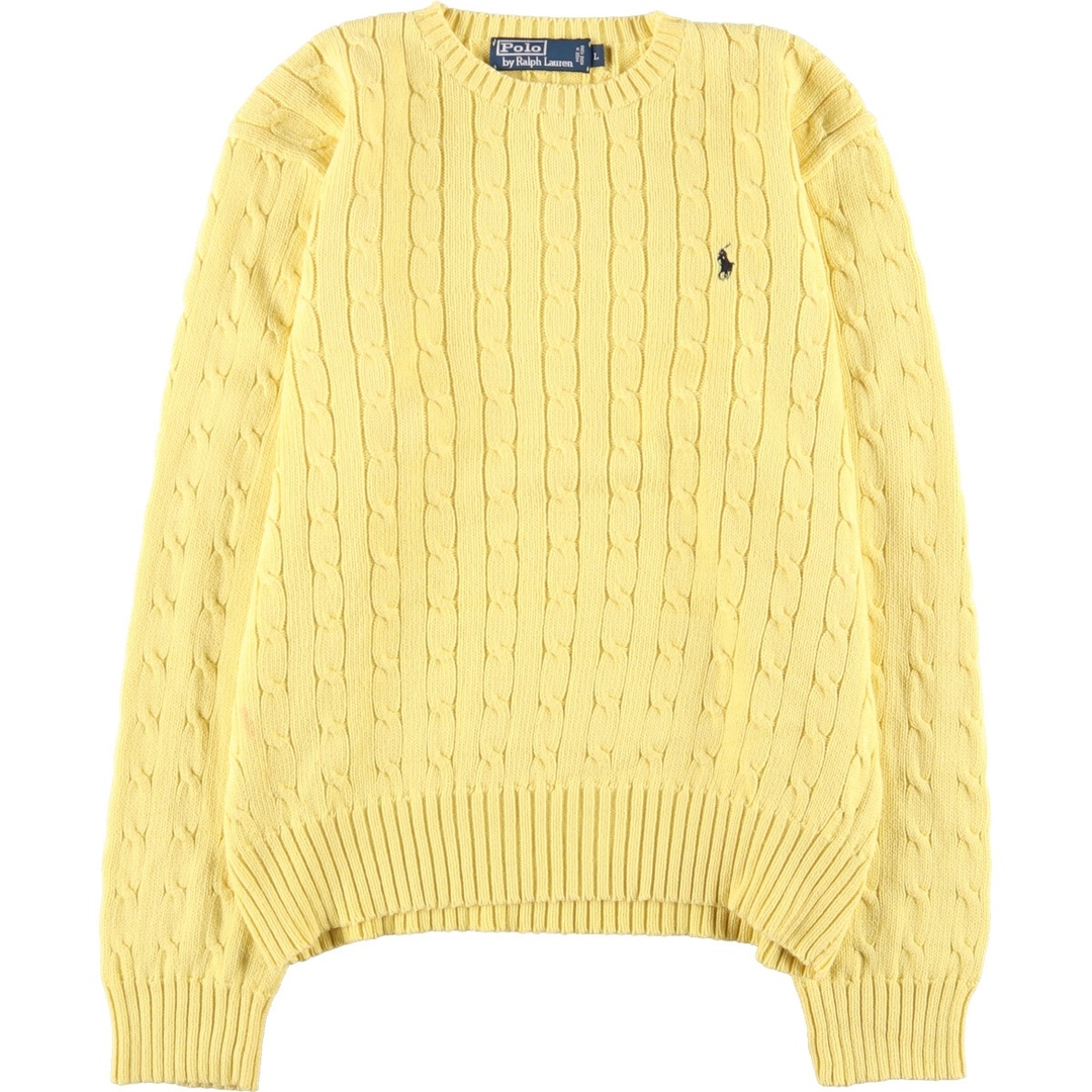 Ralph Lauren(ラルフローレン)の古着 ラルフローレン Ralph Lauren POLO by Ralph Lauren ケーブル編み コットンニットセーター メンズM /eaa362393 メンズのトップス(ニット/セーター)の商品写真