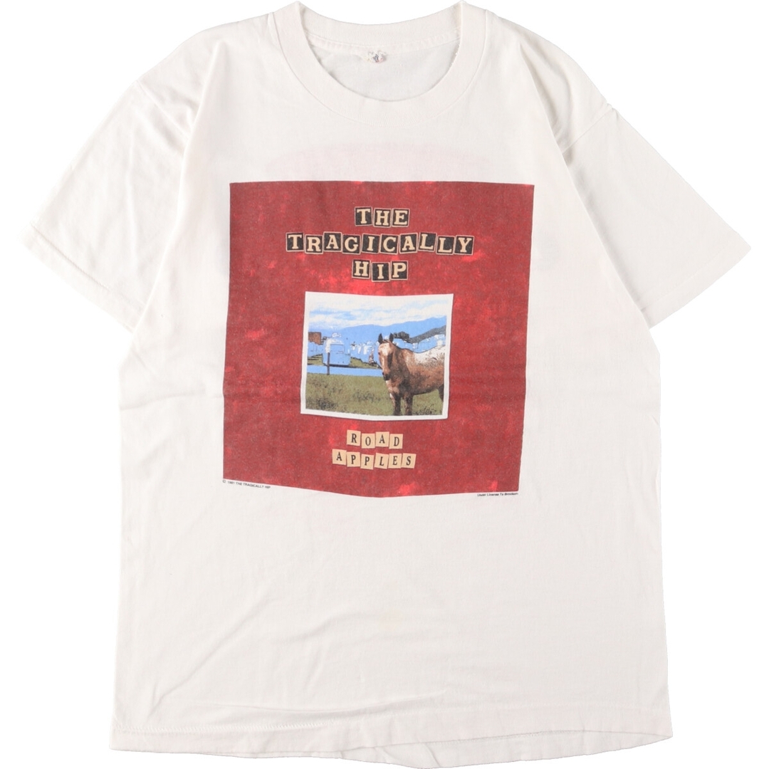 90年代 フルーツオブザルーム FRUIT OF T HE LOOM THE TRAGICALLY HIP トラジカリーヒップ アルバム ROAD APPLES バンドTシャツ バンT カナダ製 メンズM ヴィンテージ /eaa363493