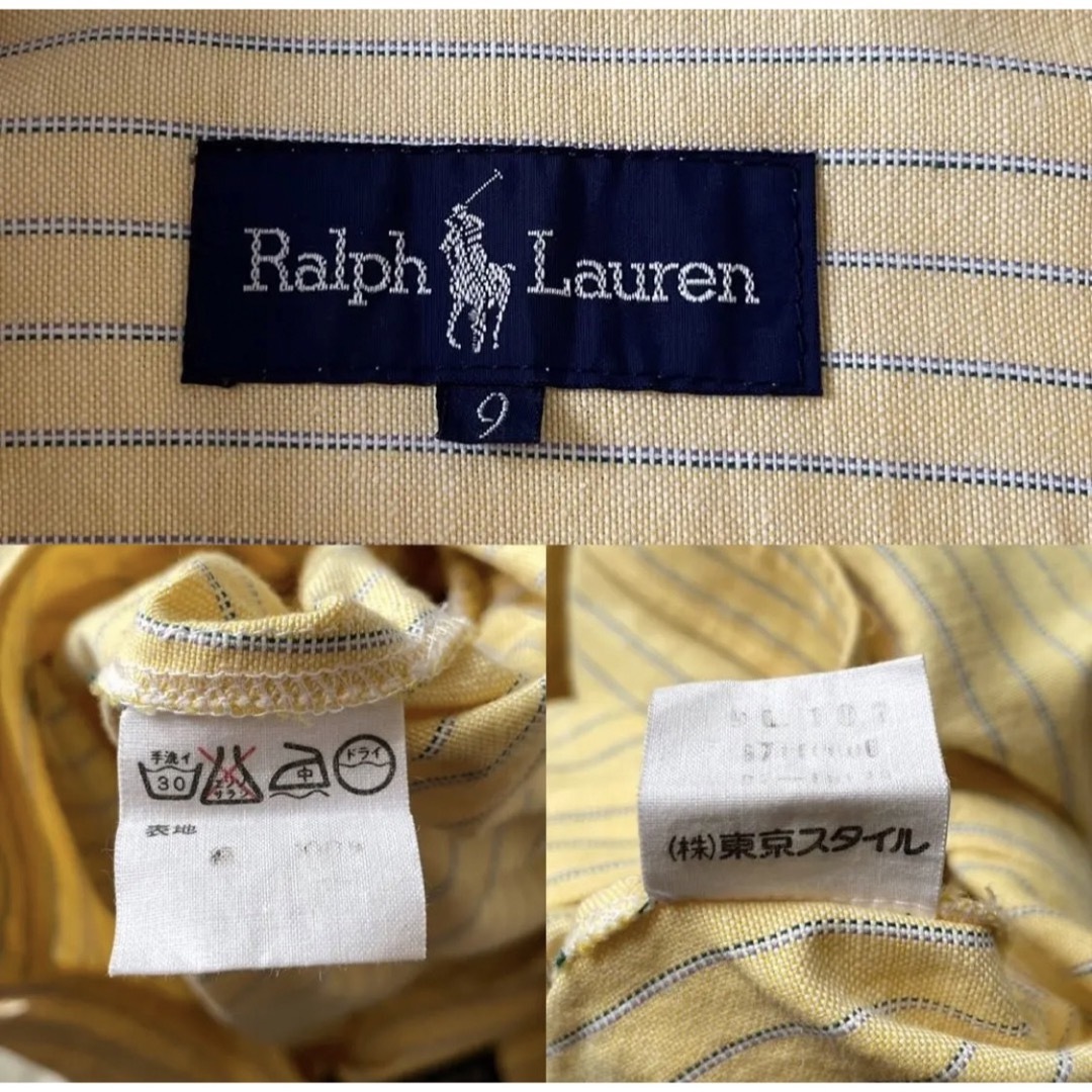 Ralph Lauren シャツワンピ　ストライプ　ポニー刺繍　イエロー　黄色 レディースのワンピース(ひざ丈ワンピース)の商品写真