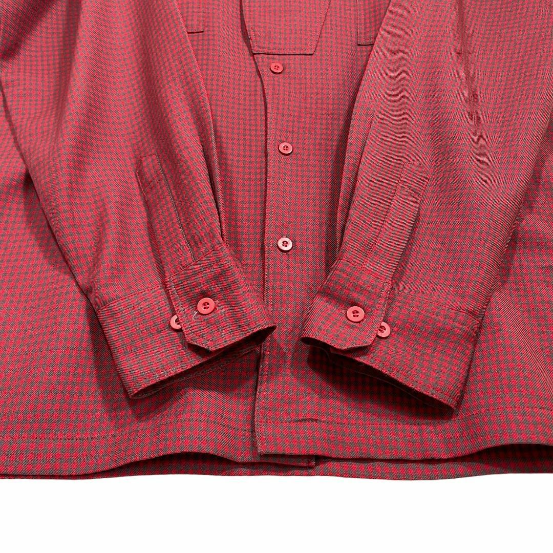 Santa Monica(サンタモニカ)の90s 総柄 チェック柄  ウール デザインシャツ 一点物 レトロ ヴィンテージ メンズのトップス(シャツ)の商品写真