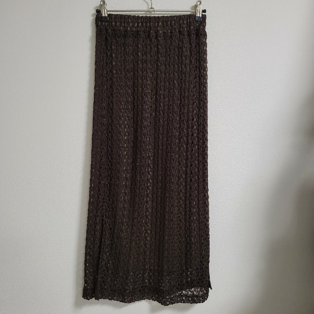 Ameri VINTAGE(アメリヴィンテージ)のAmeri　MEDI SHINE STRIPE LACE SKIRT レディースのスカート(ロングスカート)の商品写真