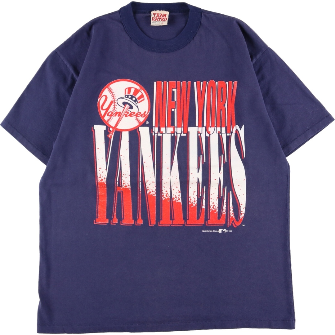 90年代 TEAM RATED MLB NEW YORK YANKEES ニューヨークヤンキース スポーツプリントTシャツ USA製 メンズL ヴィンテージ /eaa362946