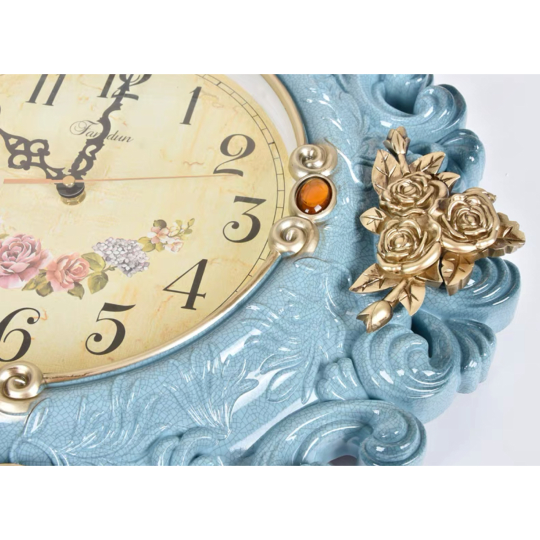 クロック 高級感 壁掛け時計 かけ時計 姫系雑貨 花柄 - 掛時計/柱時計