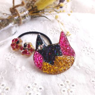 ヘアゴム　猫　レジン(ヘアアクセサリー)