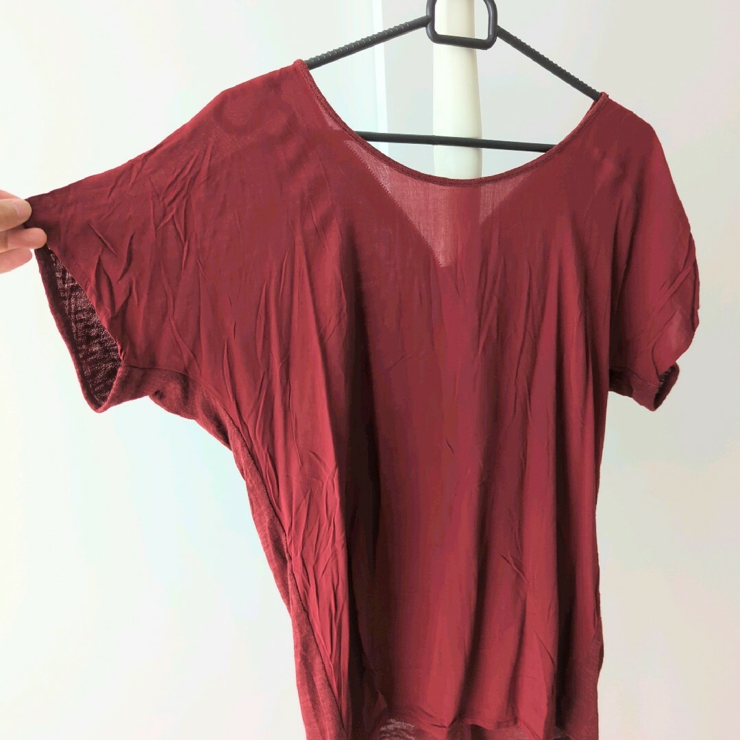 ZARA(ザラ)のZARA  ザラ  ボルドー  Tシャツ  半袖 レディースのトップス(カットソー(半袖/袖なし))の商品写真
