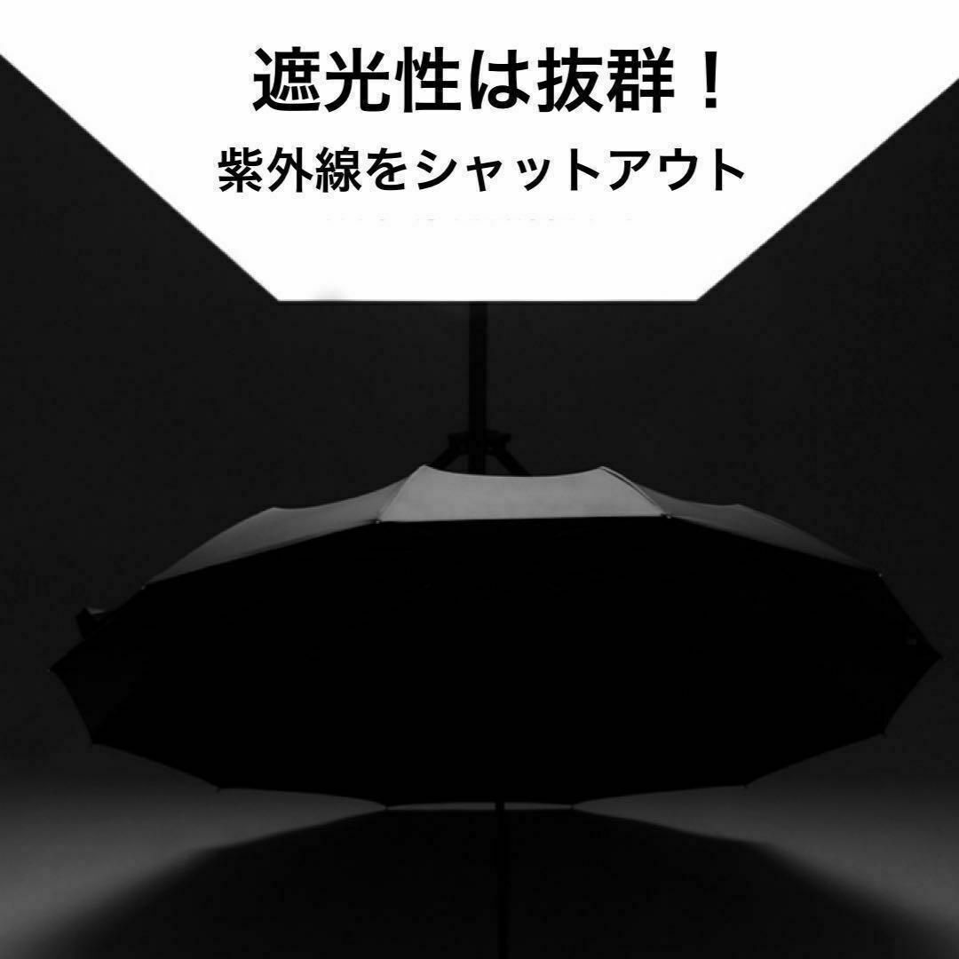 折りたたみ傘 12本骨 高強度 ワンタッチ 自動開閉 撥水加工　メンズ　ブラック メンズのファッション小物(傘)の商品写真