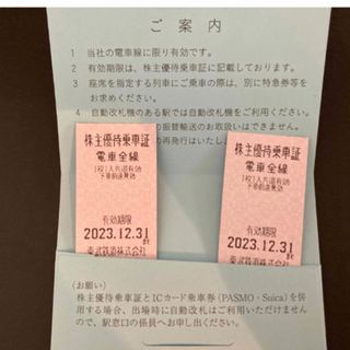 東武鉄道株主優待乗車証2枚 乗車券 有効期限2023/12/31 の通販 by ...