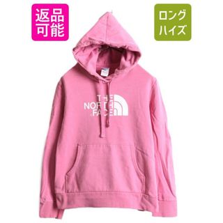 ザノースフェイス(THE NORTH FACE)のノースフェイス プリント スウェット パーカー L 裏起毛 プルオーバー ピンク(パーカー)