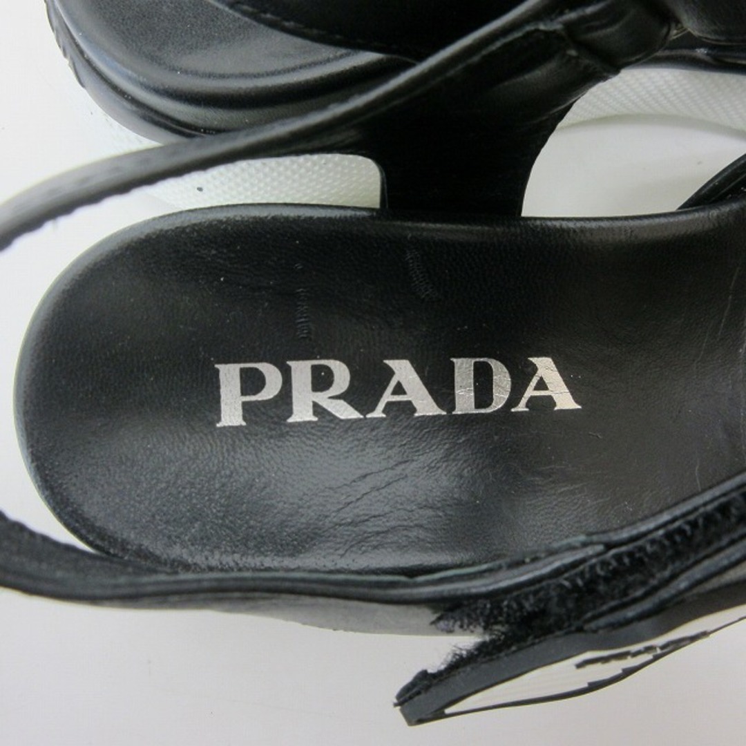 PRADA - プラダ サンダル ストラップ 厚底 ブラック ホワイト 22.5cm