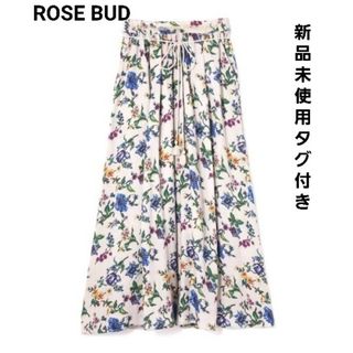 ローズバッド(ROSE BUD)の【新品タグ付き】ROSE BUD　刺繍入り レトロ柄フラワープリントマキシパンツ(カジュアルパンツ)