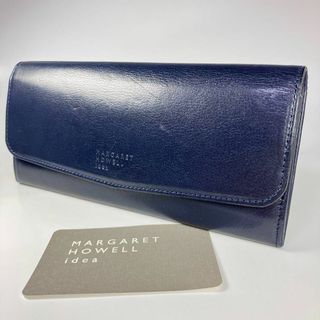 マーガレットハウエル(MARGARET HOWELL)の【新品】 定番 マーガレットハウエル バーンネット薄型 BOX 長財布 ネイビー(長財布)