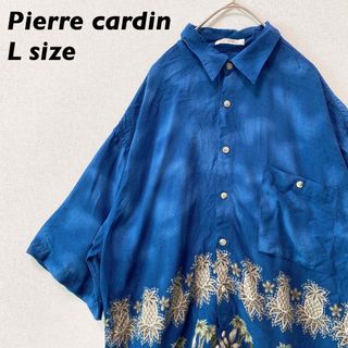 ピエールカルダン(pierre cardin)のピエールカルダン　アロハシャツ　ハワイアン　半袖　総柄　リーフ　パイナップル　L(シャツ)