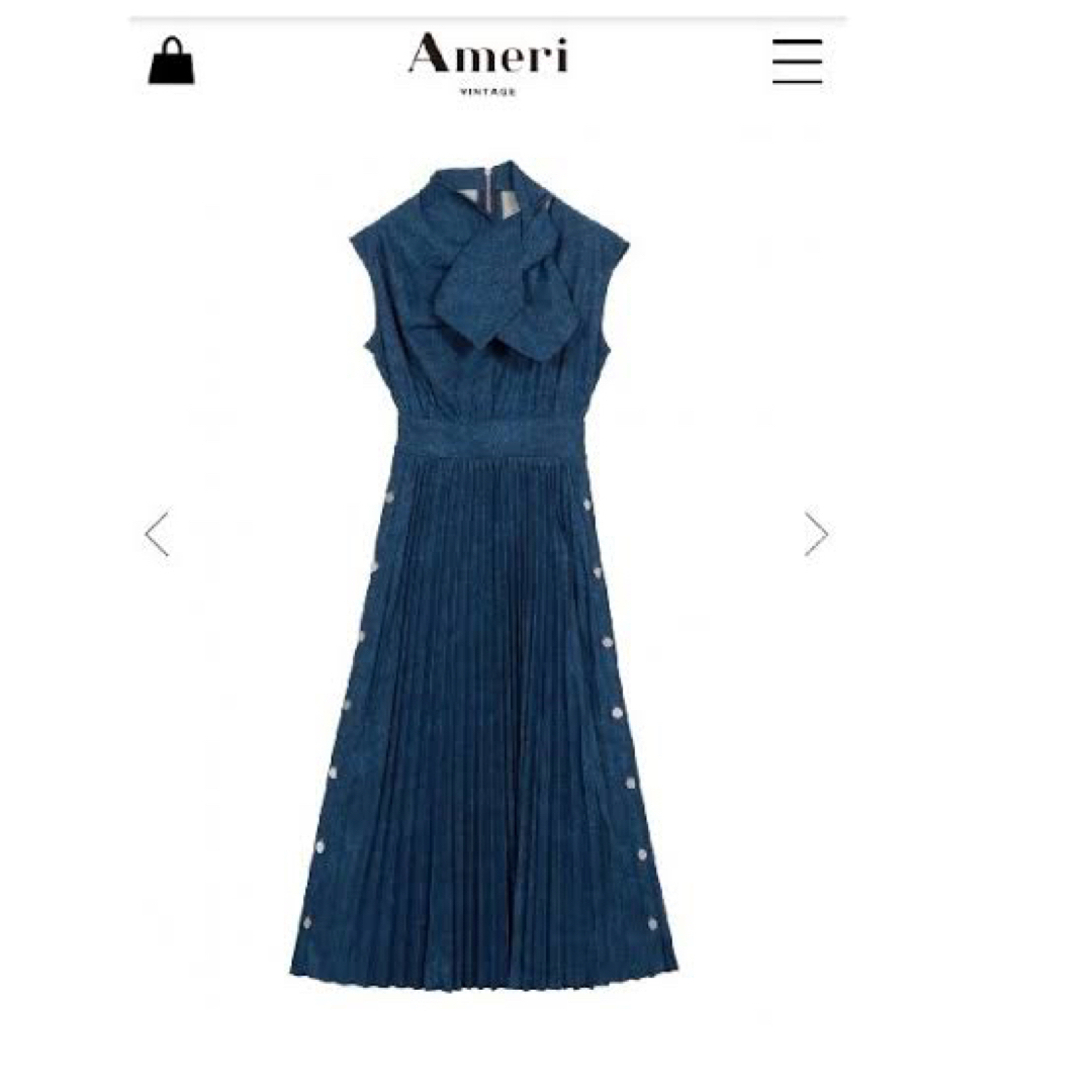 Ameri VINTAGE(アメリヴィンテージ)のamerivintage DENIM LIKE PLEATS DRESS  レディースのワンピース(ロングワンピース/マキシワンピース)の商品写真