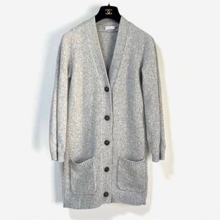 ブルネロクチネリ(BRUNELLO CUCINELLI)の美品 ブルネロクチネリ カシミヤロングカーディガン M グレー スパンコール(カーディガン)