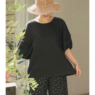 アーバンリサーチドアーズ(URBAN RESEARCH DOORS)の新品タグ付き♡アーバンリサーチドアーズリネンバルーンスリーブブラウス✽black(シャツ/ブラウス(半袖/袖なし))