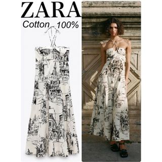 ザラ(ZARA)の匿名配送　新品ZARA 今季　スウィートハートネック　ボリューム　フレア　ワンピ(ロングワンピース/マキシワンピース)