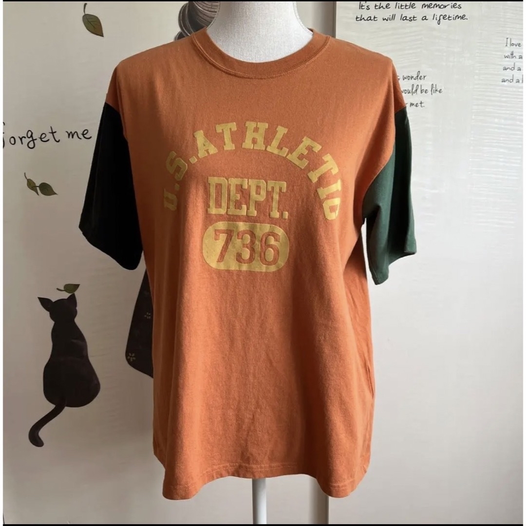 CUBE SUGAR(キューブシュガー)の∇971 新品❣️キューブシュガー オレンジ 袖色違い 黒緑 レディースのトップス(Tシャツ(半袖/袖なし))の商品写真