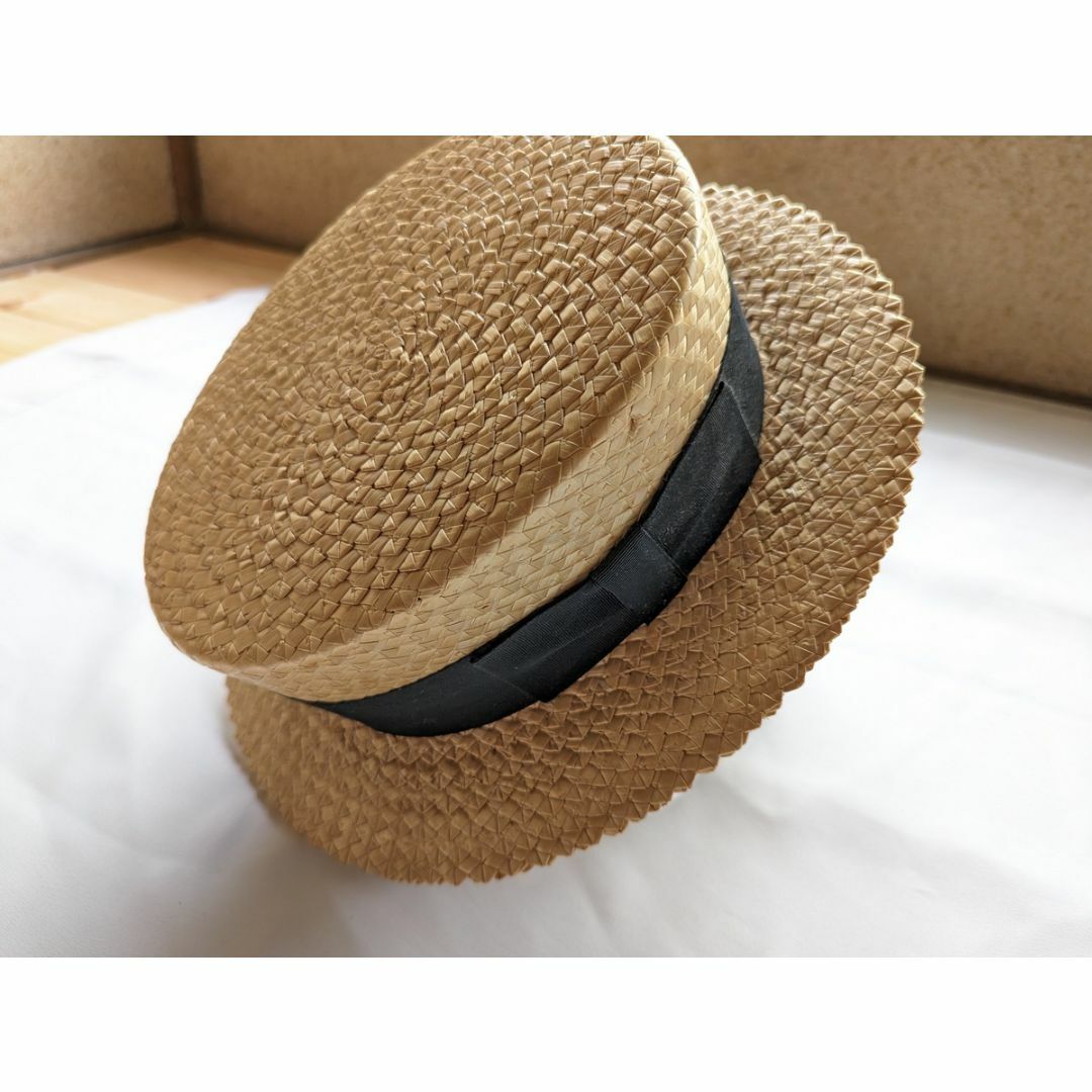 Vintage Premier boater hat カンカン帽 7 1/8リボン54cm