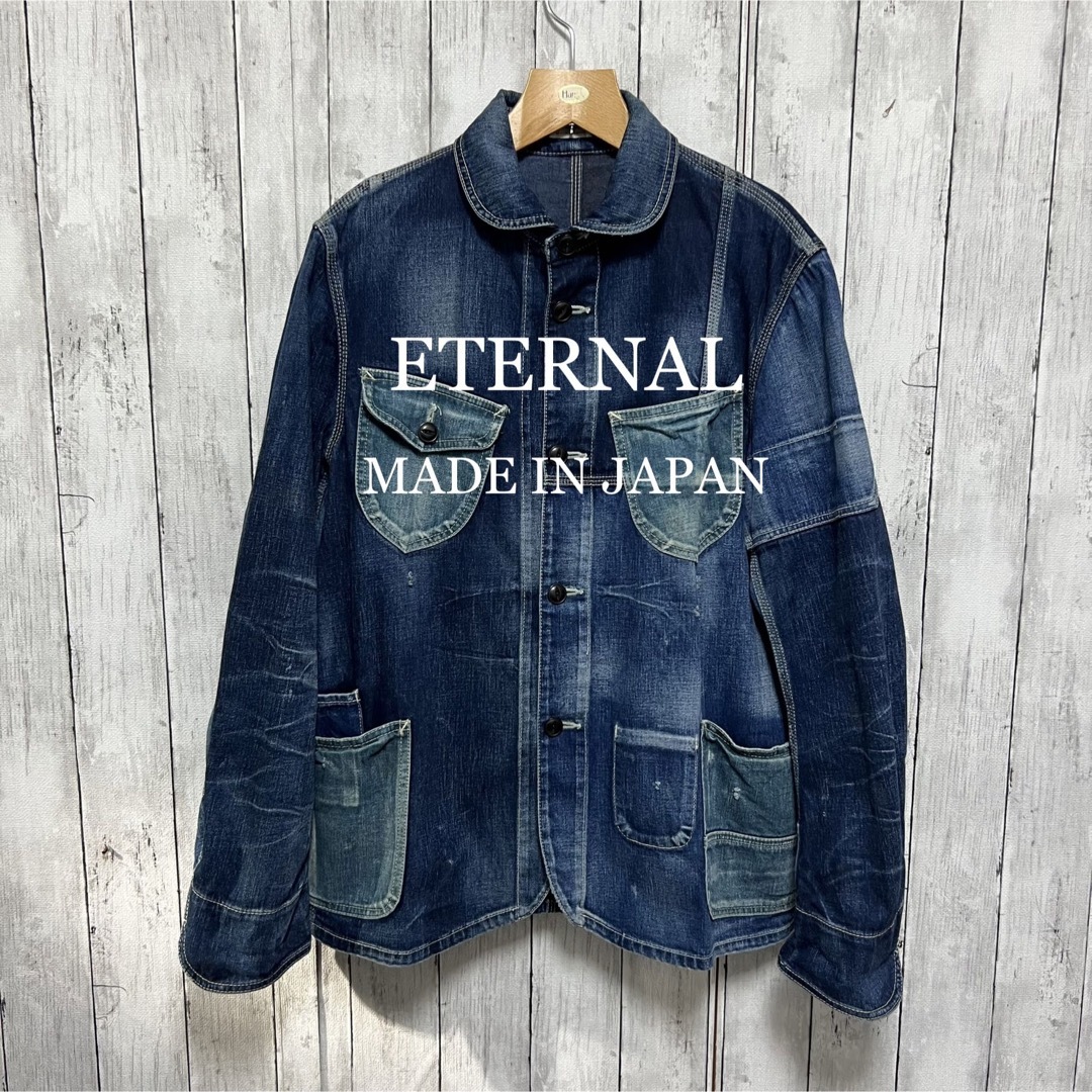 美品!ETERNAL ユーズドダメージ加工デニムカバーオール!日本製