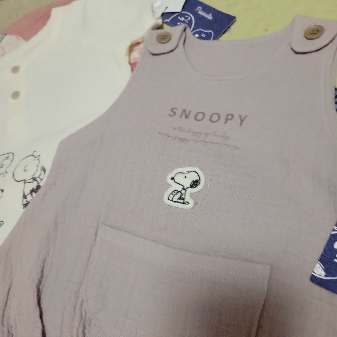 SNOOPY(スヌーピー)のスヌーピー ガーゼ ロンパース 70-80 キッズ/ベビー/マタニティのベビー服(~85cm)(ロンパース)の商品写真