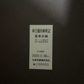 京成電鉄株主優待乗車証(鉄道乗車券)