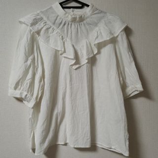 ジーユー(GU)のジーユー　白シャツブラウス　XL(シャツ/ブラウス(半袖/袖なし))