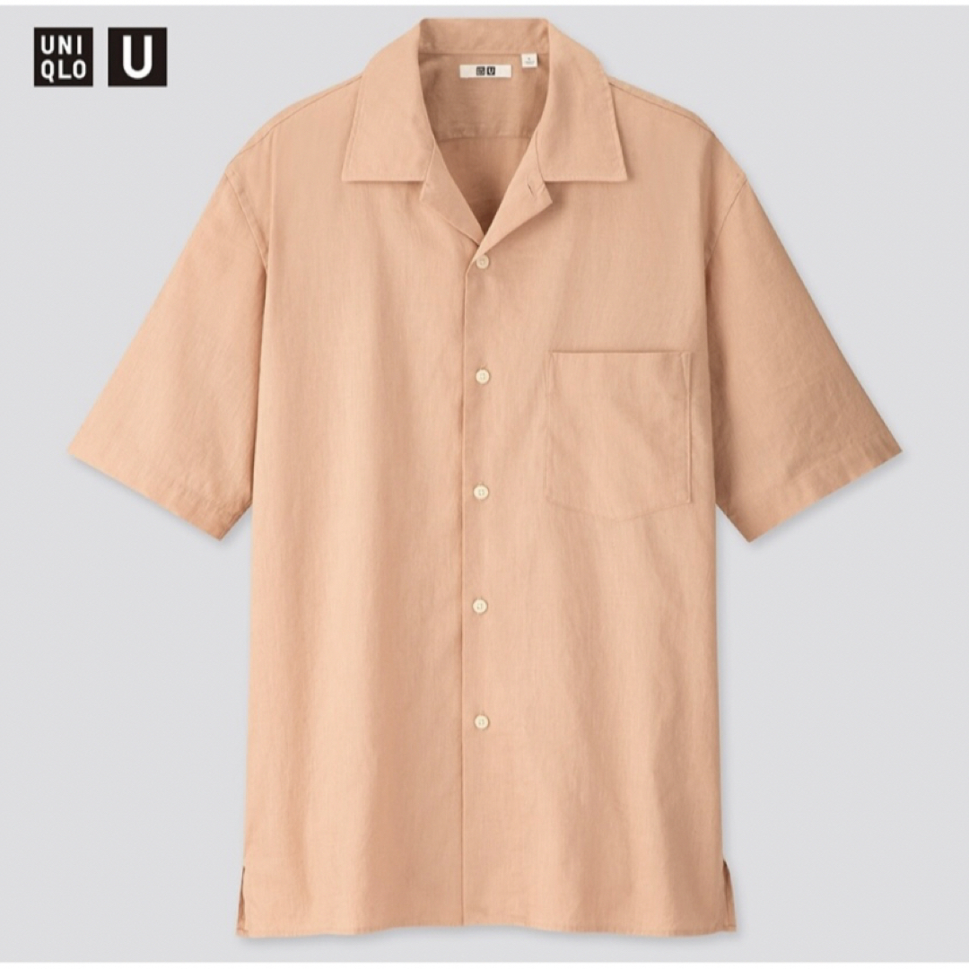 UNIQLO(ユニクロ)の新品　ユニクロU リネンコットンオープンカラーシャツ ピンク　XLサイズ エンタメ/ホビーのコスプレ(衣装)の商品写真
